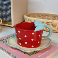 Three-dimensional Strawberry Coffee Cup And Saucer Afternoon Tea Set