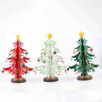 Wooden Christmas Trees Ornaments Scene Layout
