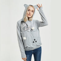 Cute Cat Hoodie With Big Pocket For Pets