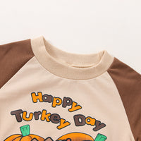 Children's Thanksgiving Turkey Print Long Sleeve Romper
