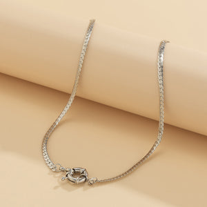 Women's Simple Single Layer Flat Snake Bone Chain Necklace