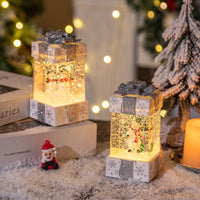 Christmas Gift Box Snow Globe Ornament Lights
