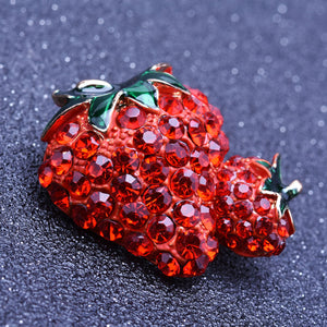 Strawberry Gemstone Encrusted Brooch