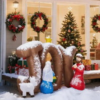 7.5FT Lighted Christmas Inflatable Decoration, Inflatable Nativity Scene With JOY Sign, Funny Blow Up Yard Decorations With Built-in LED Lights For Holiday Party Front Yard Lawn Garden Decor
