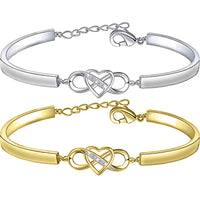 Infinity Heart Bracelet Bangle Crystal Love Forever Symbol Charm Bracelets
