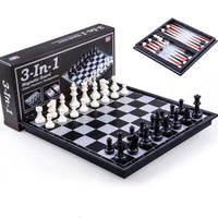 Three In One Magnetic Chess Checkers Backgammon
