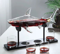 Decantador en forma de tiburón, contenedor de botella de vino de vidrio de borosilicato alto sellado espesado
