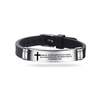 Bracelet avec écritures chrétiennes de la Bible, bracelet en acier inoxydable et en Silicone