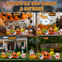 8FT Long Halloween Inflatables Pumpkins Eyeball Candy Outdoor Decorations, Blow Up Yard Decoration With Built-in LEDs Lighted For Lawn Garden Outside Indoor Decor