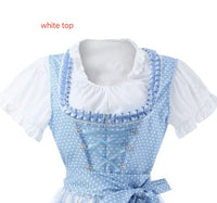 Halloween Munich German Beer Garden Long Short-sleeved Printed Lace-up Oktoberfest Dress
