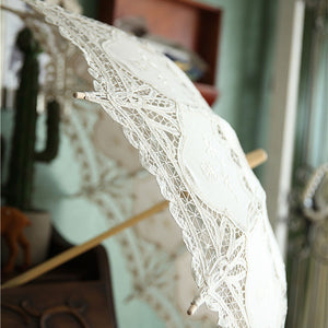 Women's Vintage Lace Court Long Handle Craft Parasol