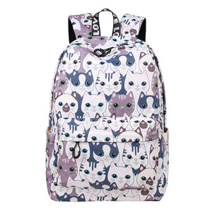 Cartoon Big Head Cat Print Backpack