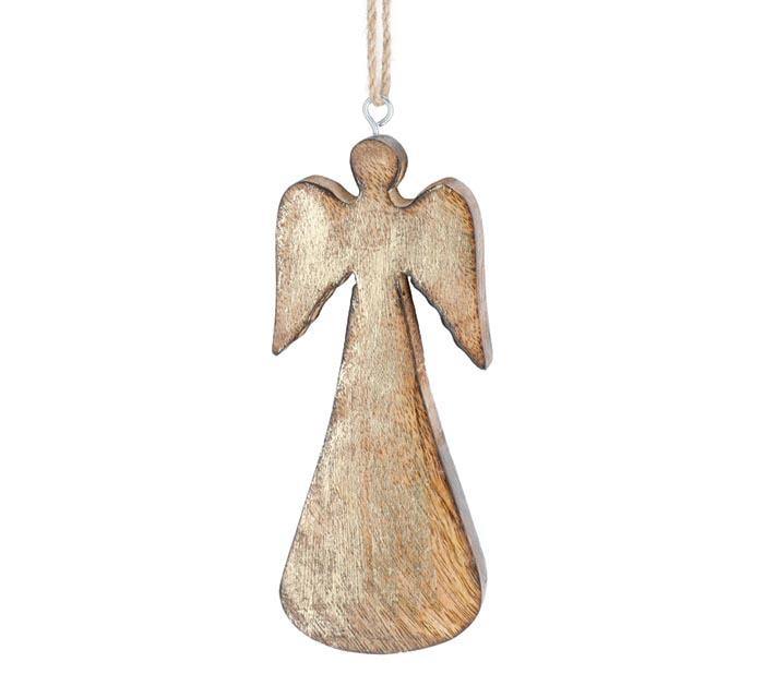 Wooden Angel Ornament in Gold Finish