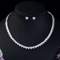 New Love Heart-shaped Zircon Necklace And Earring Suit
