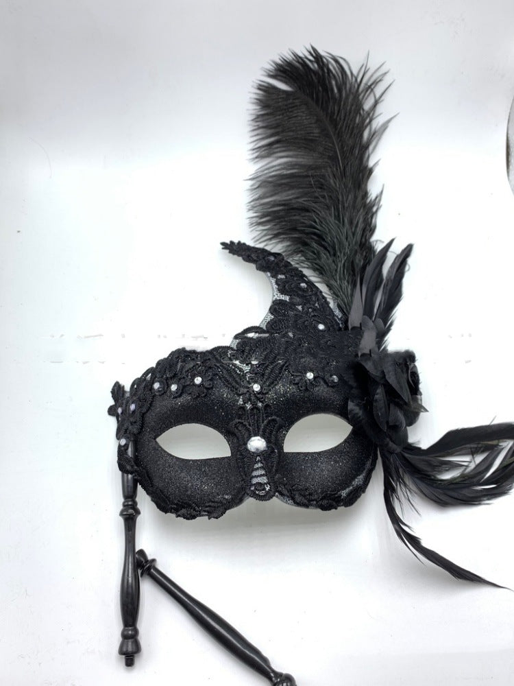 Mascarada Veneciana Con Máscara De Plumas Media Cara