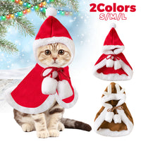 Cat Christmas Outfits, Dog Cat Santa Claus Outfit, Soft And Thick Xmas Cape With Hat, Christmas Cat Dog Costume Pet Cape, Cat Christmas Costumes For Cats, Medium Cat Cape For Cats
