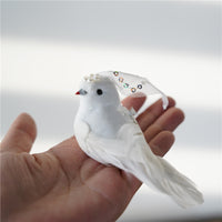 White Feathered Bird Ornament Desktop Decoration Art Retro Photography Props
