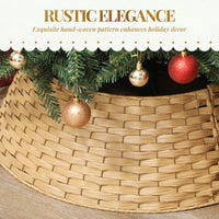 Natural,27 Inch Rustic Christmas Tree Skirt, Plastic Woven Christmas Tree Collar For Party, Holiday, Home Decoration