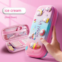 Three-dimensional Pencil Case Primary School Kindergarten Cartoon Large Capacity Pencil Case Pencil Box
