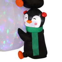 6ft With 3 Penguins, 4 Light Strings, 1 Colorful Rotating Light, Inflatable, Garden Snowman Decoration
