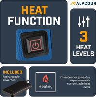 Alpcour Portable Heated Extra Thick Stadium Seat Cushion - 21x 15 Inch Bleacher Cushion With Side Pocket
