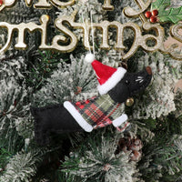 Christmas Ornaments Plaid Dachshund Dogs
