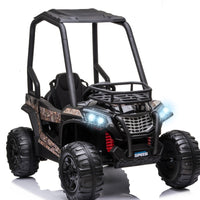 12V Kids Off-Road UTV Electric Ride On Car Black Camouflage High Roof Remote Control Lights MP3 Adventure Toys