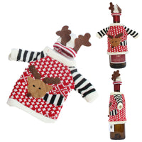 Reindeer Hat Christmas Sweater Wine Bottle Cover
