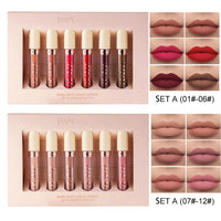 6 Matte Rose Lip Gloss Liquid Lipstick Matte Set Gift Box
