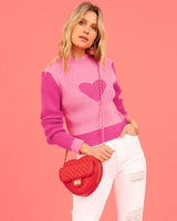 Women's Fashion Love High Neck Knit Sweater
