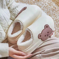 Pantoufles moelleuses en forme d'ours, chaussures d'hiver pour la maison
