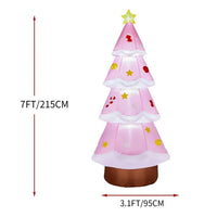 7.2FT Lighted Christmas Inflatable Decoration, Inflatable Pink Christmas Tree, Funny Blow Up Yard Decorations With Built-in LED Lights For Holiday Party Front Yard Lawn Garden Decor