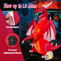 8 Feet Halloween Inflatable Fire Dragon
