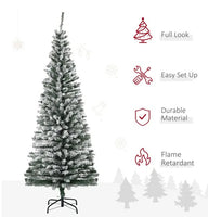 HOMCOM 6ft Artificial Snow Flocked Christmas Tree With Foldable Steel Stand Home Indoor Decoration Green
