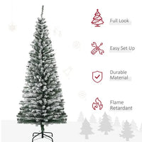 HOMCOM 6ft Artificial Snow Flocked Christmas Tree With Foldable Steel Stand Home Indoor Decoration Green