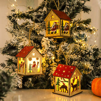 Decorative Festive Luminous House Wooden Ornaments
