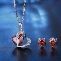 Conjunto de collar y aretes de corazón de San Valentín
