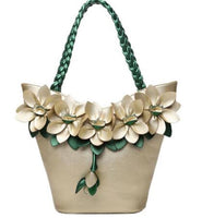 Leather Flower Bucket Handbags
