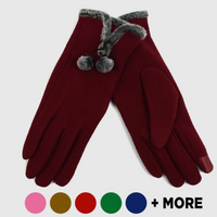 Stylish Touch Screen Gloves With Fur Trim & Fleece
