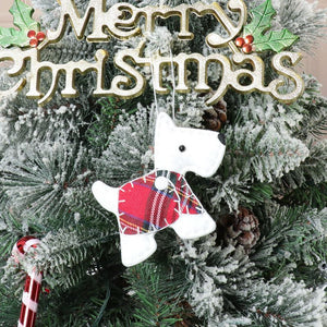 Christmas Tree Plaid Scottie Dog Ornaments