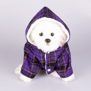 Plaid Hooded Sweatshirt Dog Jacket