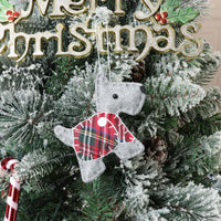 Christmas Tree Plaid Scottie Dog Ornaments
