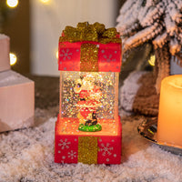 Christmas Gift Box Snow Globe Ornament Lights
