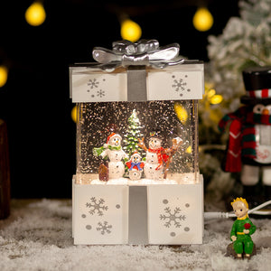 Boîte cadeau de décoration de noël, boule à neige, petite lampe de nuit