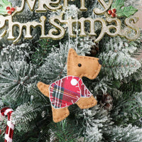 Christmas Tree Plaid Scottie Dog Ornaments
