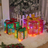 Lighted Up Outdoor Christmas Decorations Luminous Christmas Gift Box With Bow