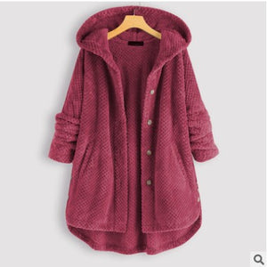 Hooded Double-sided Plush Textured Sweatshirt Coat