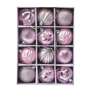 Christmas Ball Painted Decorative Ornament Gift Set (12 Pcs)