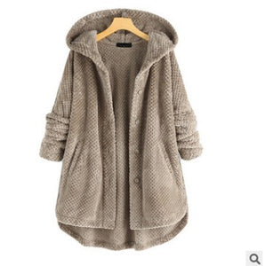 Abrigo tipo sudadera con capucha y textura de felpa de doble cara