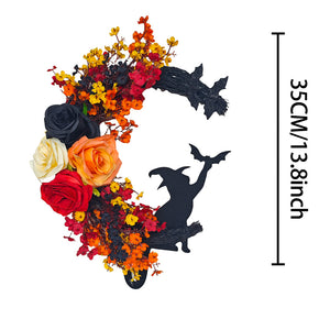Halloween Wreath Witch Cat Moon Wreath Bat